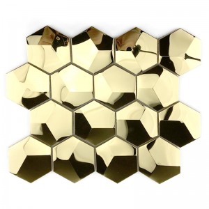 3D Gouden mozaïektegels hexagon spiegeltegels metaalmozaïek voor spatwand / badkamerdecoratie