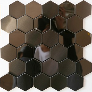 3D zwarte mozaïektegels Hexagon metalen roestvrijstalen mozaïek keuken badkamer backsplash tegel